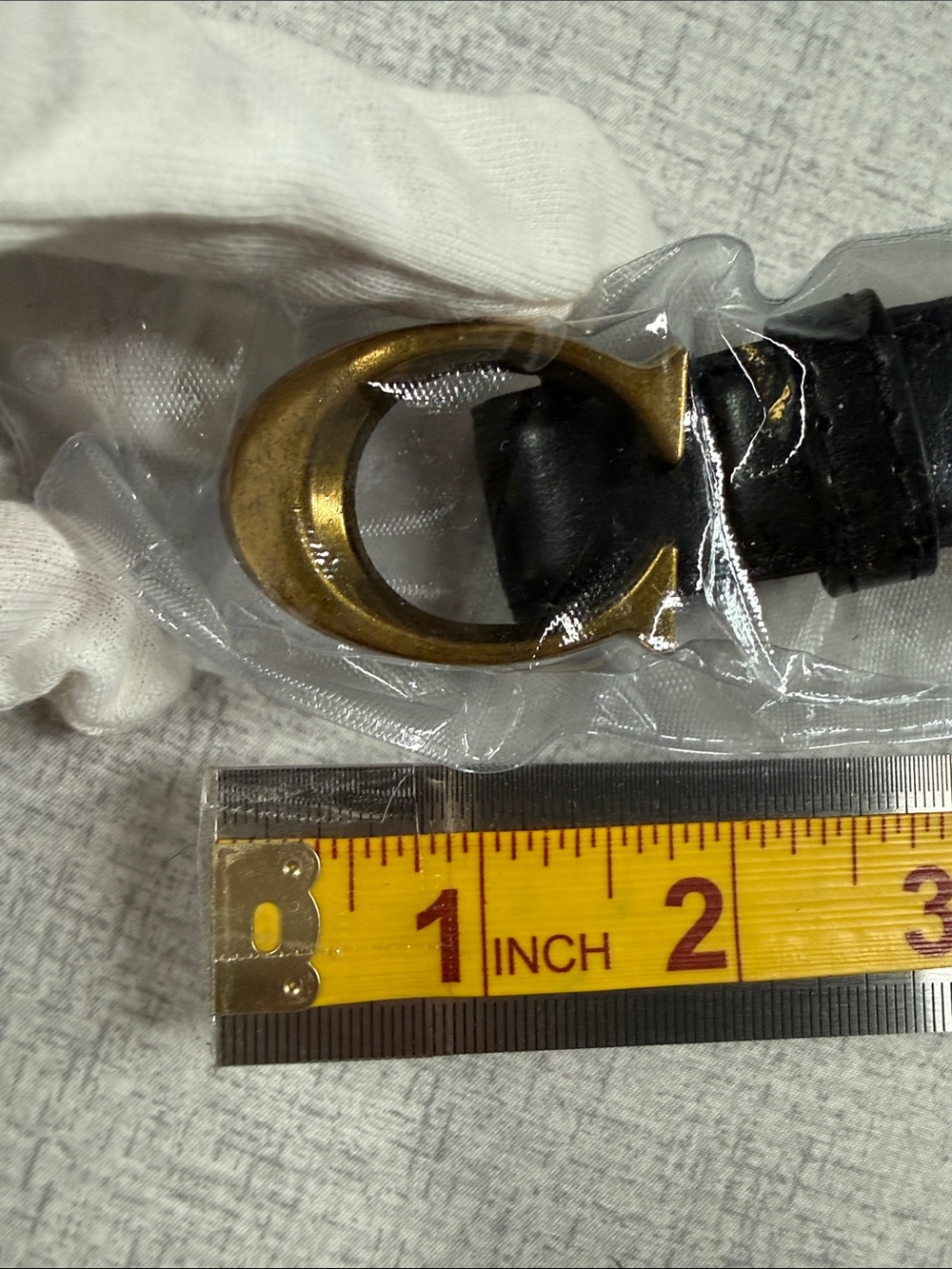 Coach Black Leather Belt with Gold C Buckle - Picture 3 of 4